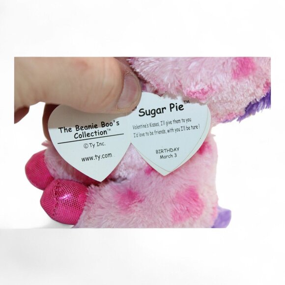 Ty Beanie Boos Sugar Pie Valentines Day Unicorn Plush 6" Pink & Purple Cute Coll - Picture 6 of 6